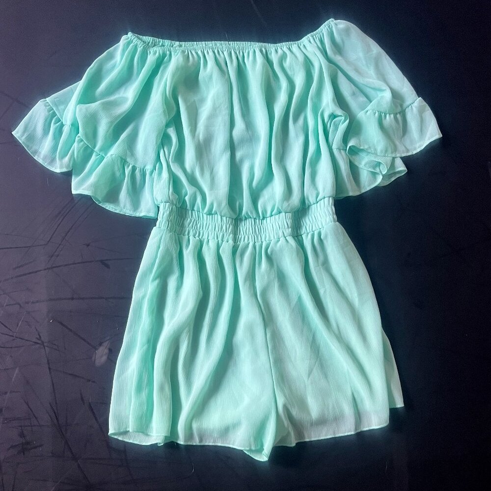 Teal off the Shoulder Flowy Dress